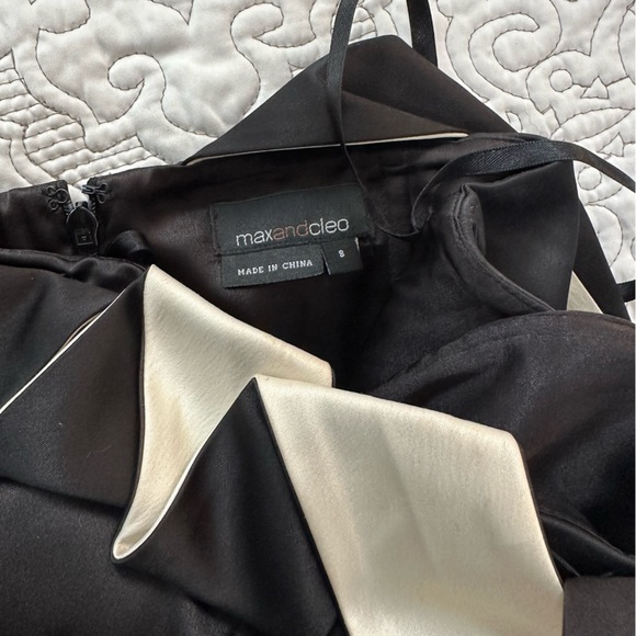 Max and Cleo Ruffle One Shoulder Cocktail Dress Black / Cream Size Small - Picture 10 of 11